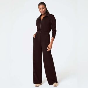 NWT Spanx air essentials wide leg jumpsuit truffle brown